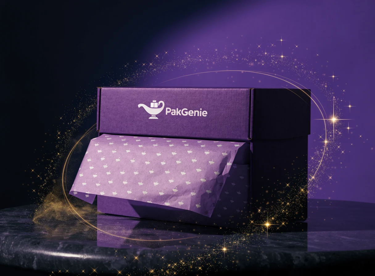 A PakGenie branded mailer box